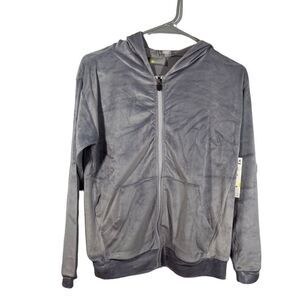 Nwt Zella Zip Up Grey Velour Hoodie